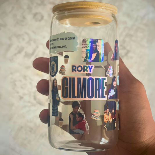 Rory Gilmore Inspired 16oz Glass Tumbler Cup | Cup with Bamboo Lid & Reusable Straw | Mafia TV Show Gift for Fans (Copy)