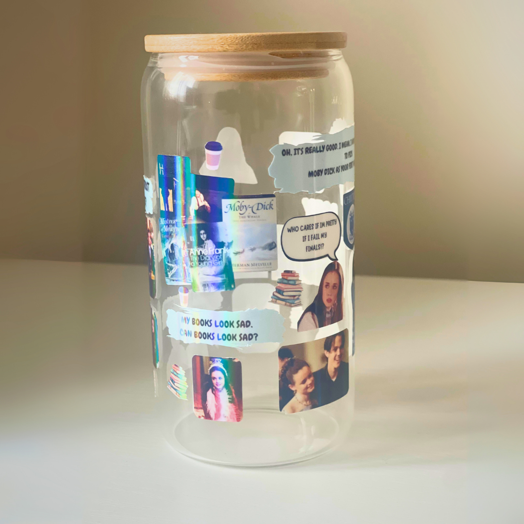 Rory Gilmore Inspired 16oz Glass Tumbler Cup | Cup with Bamboo Lid & Reusable Straw | Mafia TV Show Gift for Fans (Copy)