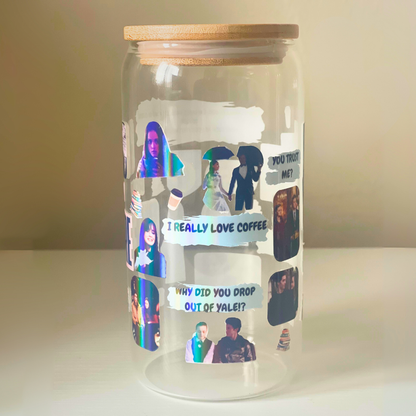 Rory Gilmore Inspired 16oz Glass Tumbler Cup | Cup with Bamboo Lid & Reusable Straw | Mafia TV Show Gift for Fans (Copy)